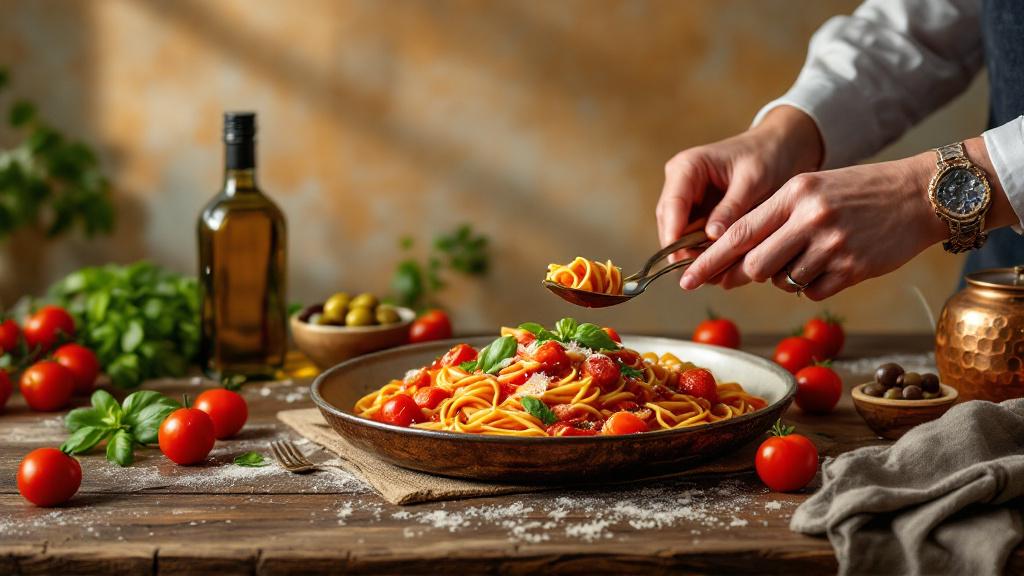 Assiette soignée de spaghetti bolognese