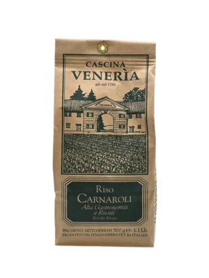 Riz Carnaroli Cascina Veneria 500 gr paquet, riz haut de gamme pour risotto.