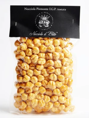 Noisettes du Piémont IGP Nocciole d'Elite 200 gr en paquet, fruits secs premium.