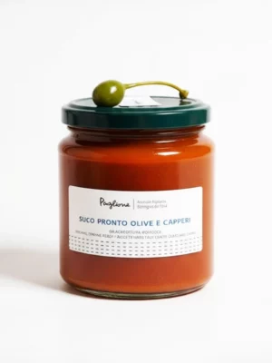 Sauce tomate olives câpres BIO Paglione 314 gr en bocal, puttanesca bio.
