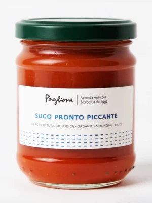 Sauce tomate pronto piquant BIO Paglione 314 gr en bocal, sauce relevée.
