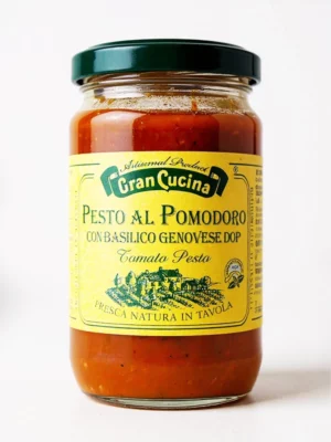 Pesto rouge Gran Cucina 180 gr en bocal, sauce sicilienne aux tomates séchées.