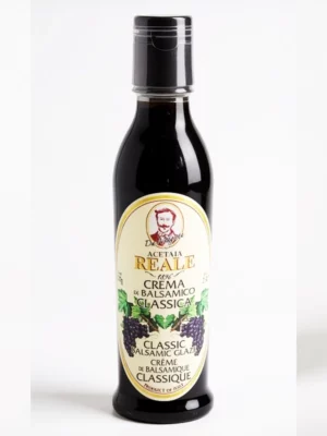 Crème de vinaigre balsamique Acetaia Reale - Leonardi 250 ml en bouteille, texture onctueuse.