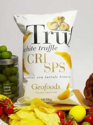 Chips à la truffe blanche Geofoods 130 gr en sachet, chips parfumées.