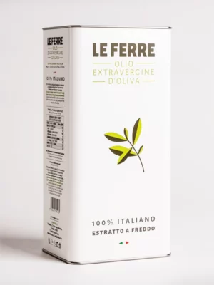Huile extra vierge d'olive Le Ferre 5 L en bidon, huile professionnelle italienne.