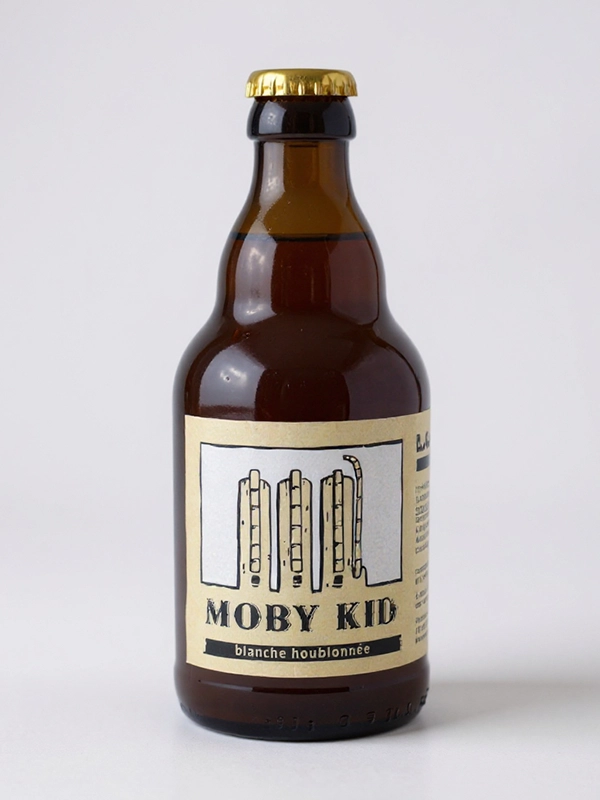 Bière Moby Kid Blanche 4.5% Brasserie de la Pièce 33 cl bouteille, bière blanche légère.