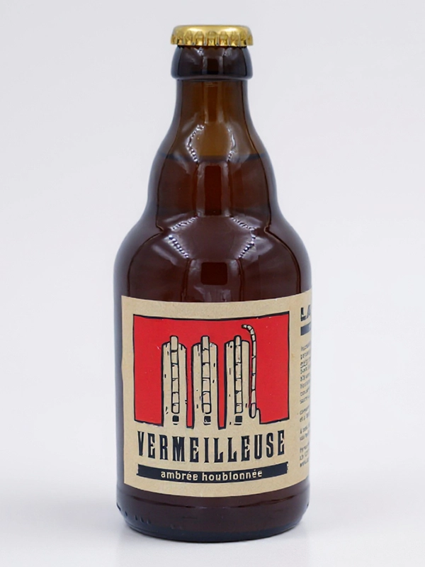 Bière Vermeilleuse 5% Brasserie de la Pièce 33 cl bouteille, bière ambrée fruitée.
