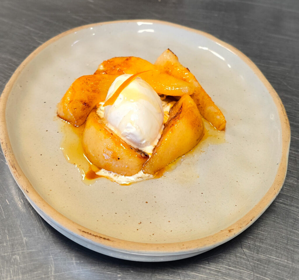 Glace_vanille_poires_roties_vinaigre_balsamique_orange